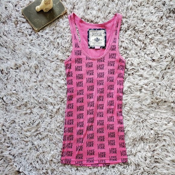 PINK Victoria's Secret Pink and Black Tank Top - Picture 2 of 7